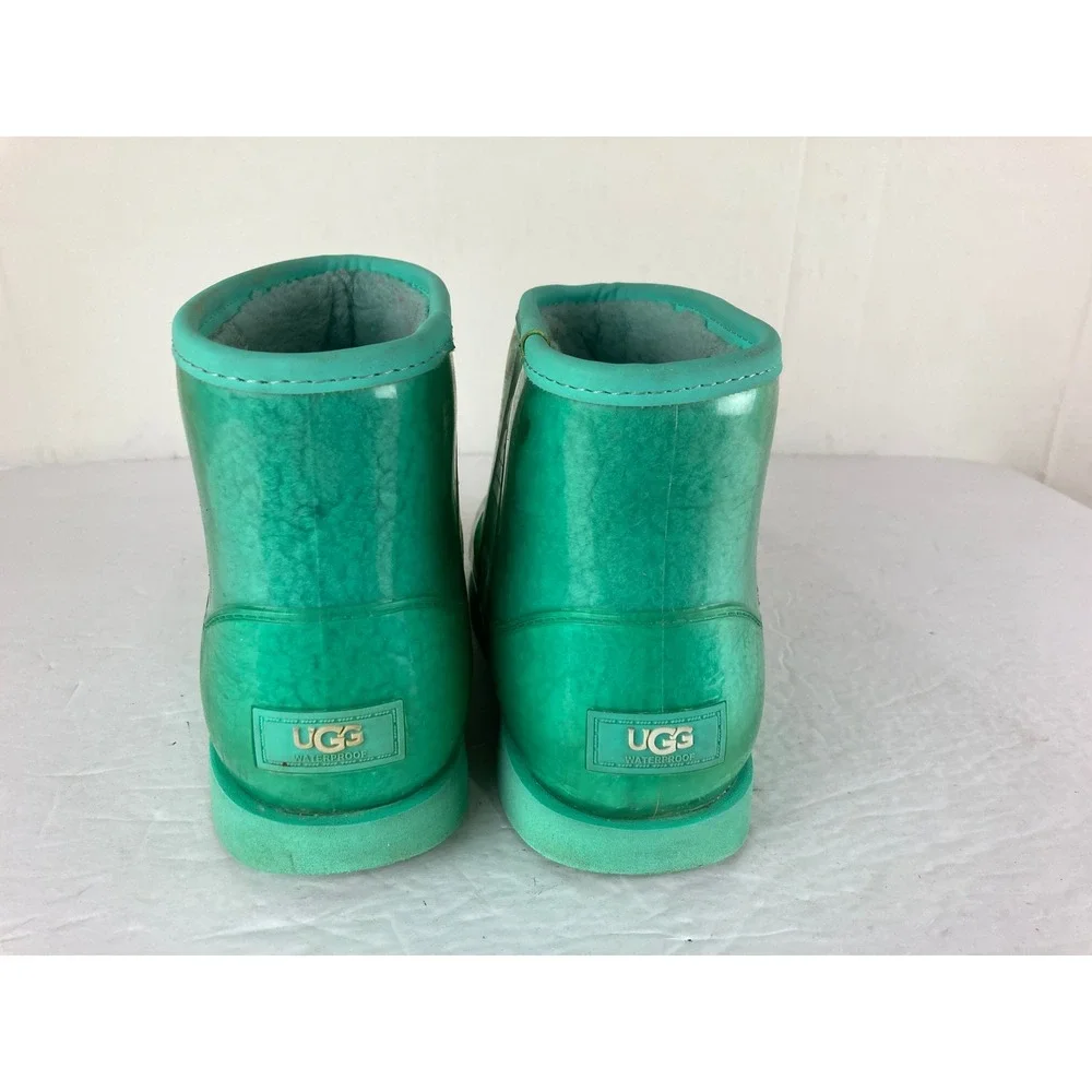 UGG Classic Clear Mini Kids 4 Emerald Green Waterproof Rain Snow Boots Sherpa